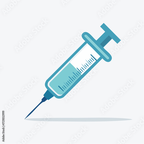 A modern minimalist illustration of a medical syringe with liquid ready for injection