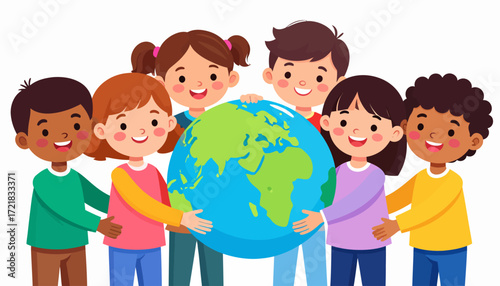 Diverse Children Holding Earth A Symbol of Unity and Global Harmony