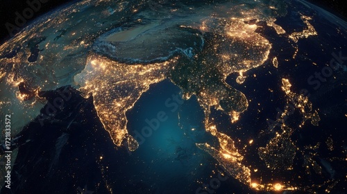 india at night earth lights