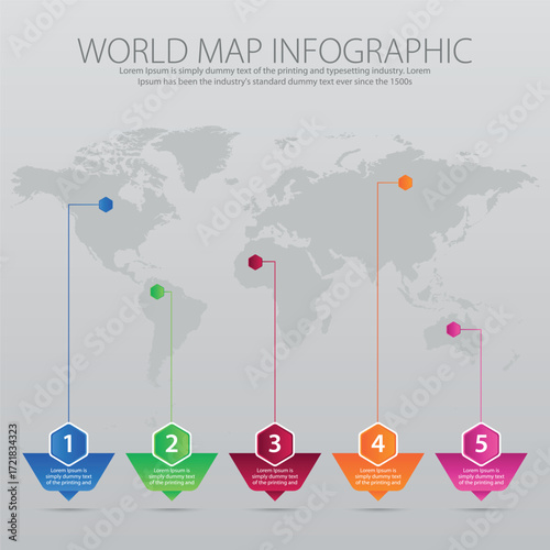 Infographics Elements World Map & Graph