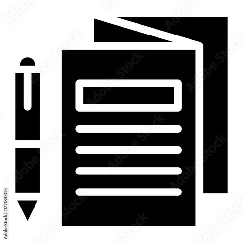 Article book pen icon glyph style vector illustration