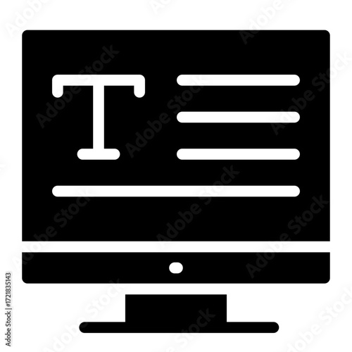 Computer text icon glyph style vector illustration