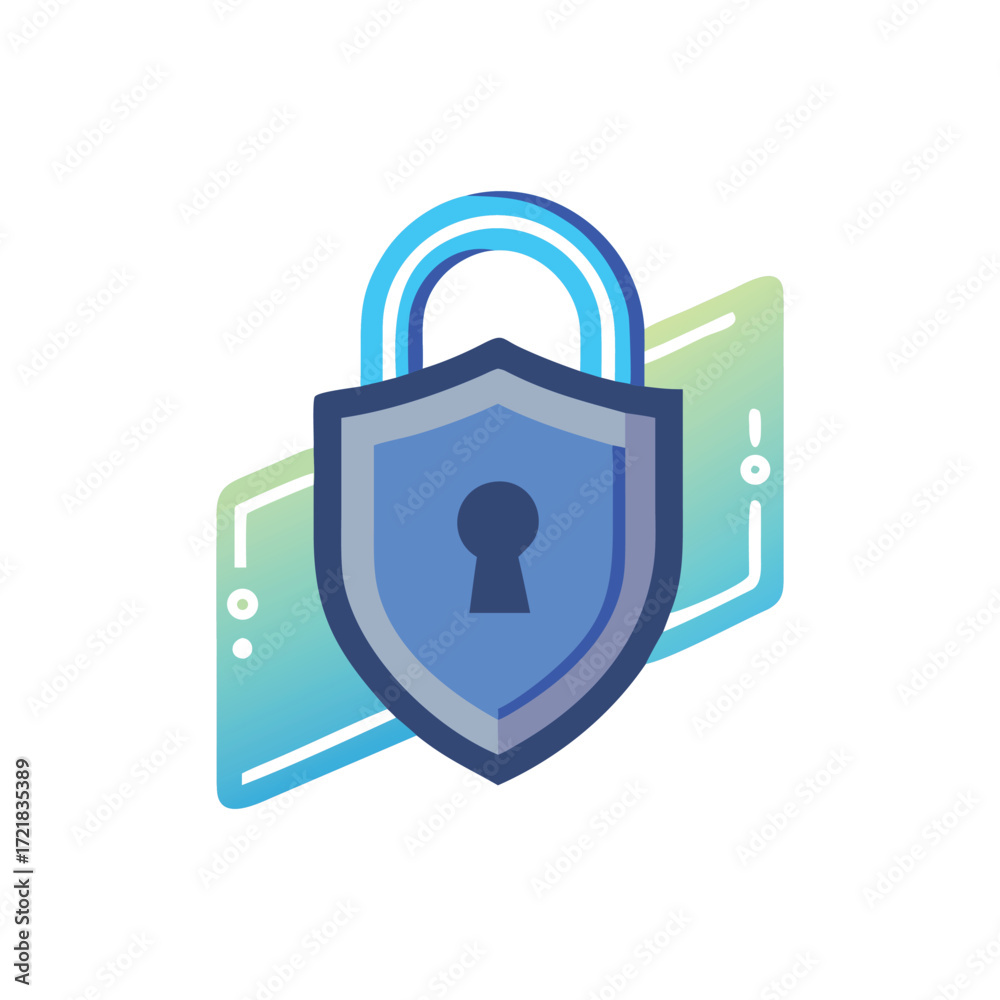 Obraz premium Digital cybersecurity lock and shield symbol representing data protection and network security