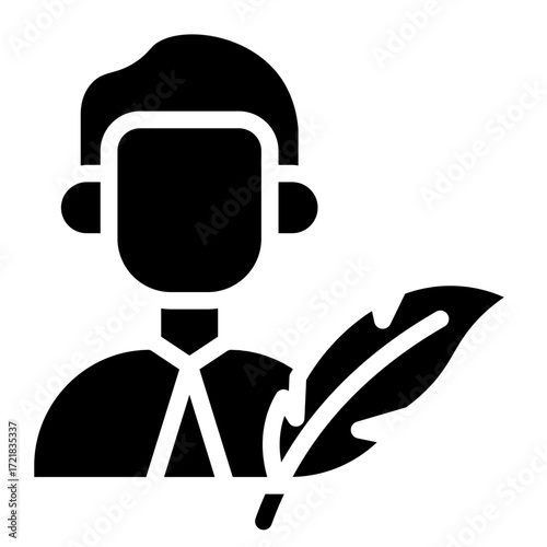 Writer icon glyph style vector illustration