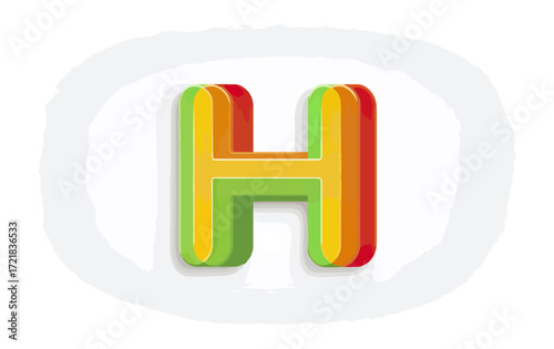 Colorful multi layered letter h graphic design