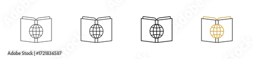 Online book icon set outline style with various sizes