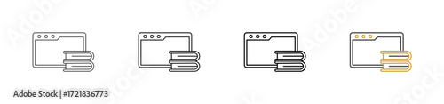 Educational website icon set outline style with various sizes
