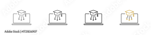 Digital education icon set outline style with various sizes
