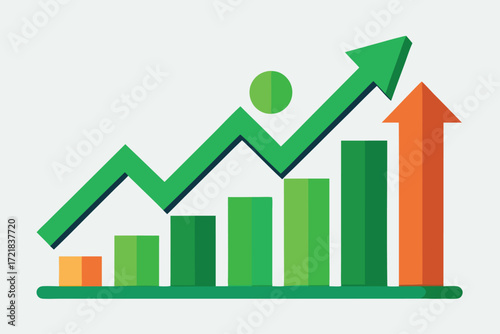 Growth chart displaying increasing trends in business metrics over time