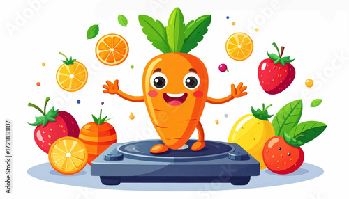 Groovy Carrot DJ Fruits and Vegetables Music Party