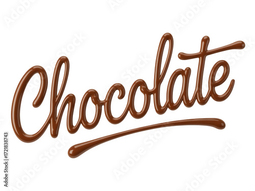 Chocolate word isolated on transparent background for sweet dessert concept