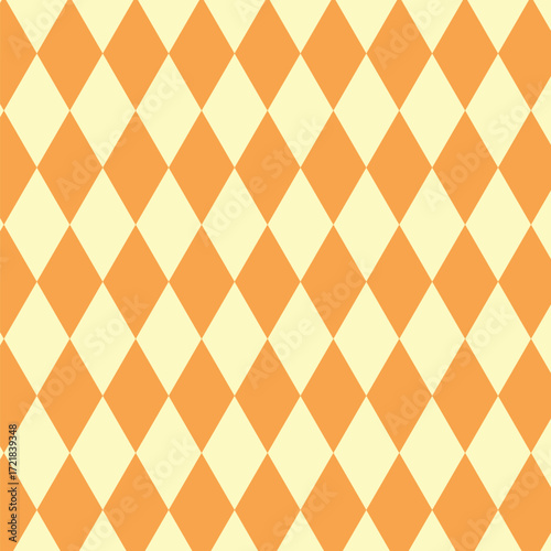 Orange yellow color argyle or  harlequin seamless pattern design