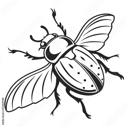 A vector illustration of a funny cartoon beetle character