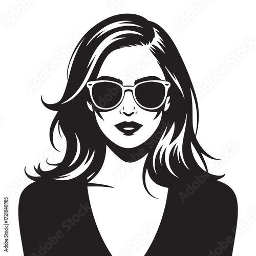 Glamorous Woman Wearing Sunglasses Vector Portrait