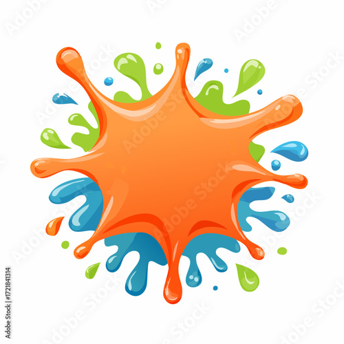 Orange Blue Green Paint Splatter