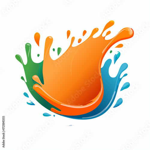 Orange Blue Green Paint Splatter