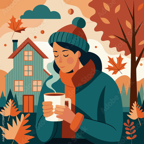young woman drinking tea