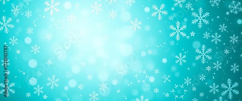 Subtle snowflake pattern on a shimmering turquoise Christmas background, aqua, festive background