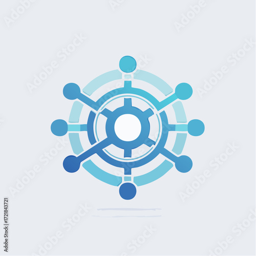 Abstract digital network logo design, representing interconnected systems and technological innovation