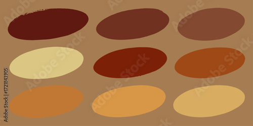 Glossy coffee bean icons with a circle pattern and bubble design for a vector illustration background. sign, round, buttons, egg, shape, color, set, 3d