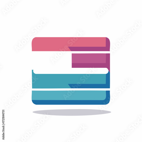 Abstract geometric composition with layered colored rectangular shapes and a subtle shadow