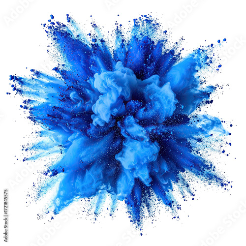 Abstract explosion of vibrant blue ink
