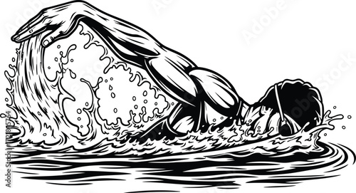 Improve Swimming Skills with Expert Techniques A Hands Drawing Illustration