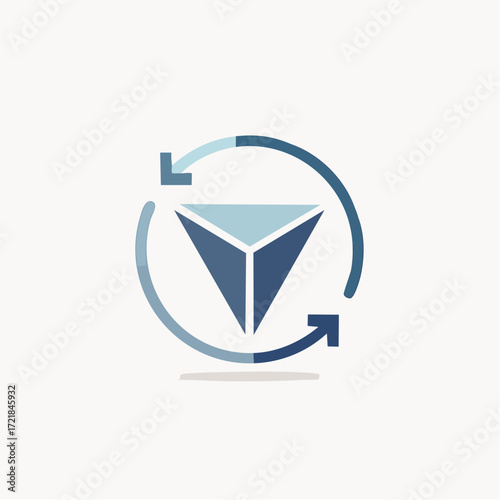 Abstract Geometric Symbol Depicting Cyclic Processes and Transformation in a Minimalist Style
