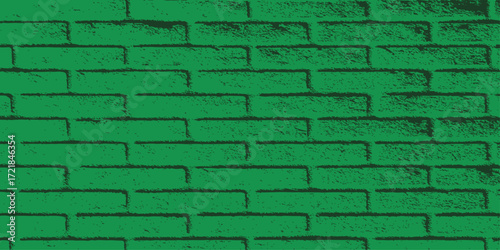 Weathered red and green bricks form a textured pattern on an old wall surface
