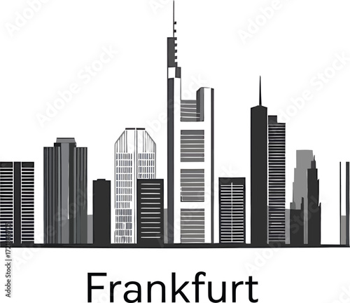Frankfurt Cityscape Silhouette Vector Illustration with Modern Architecture and Urban Design