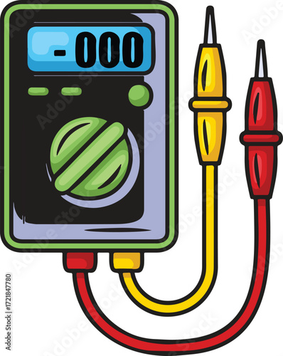 Digital multimeter with red and yellow leads