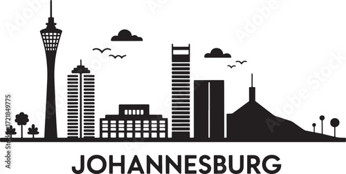Johannesburg Skyline Silhouette Vector Illustration with Modern Architecture and Urban Landscape Design