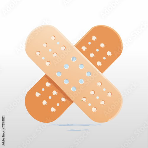 Depiction of Two Overlapping Adhesive Bandages, Illustrating Minor Injury Care