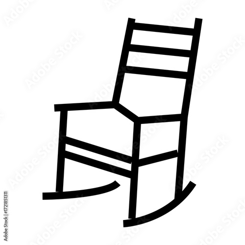 Rocking chair icon, minimal home furniture silhouette.