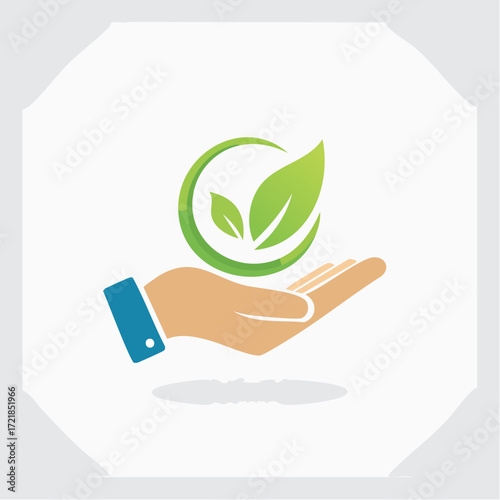 Eco-conscious hand cradle: an emblem representing environmental protection and sustainable practices