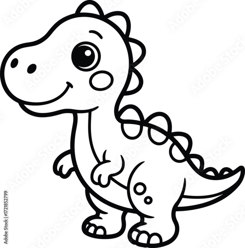 Adorable cartoon dinosaur with a happy smile ready to bring joy to children's books and educational materials, sparking imagination and prehistoric fun