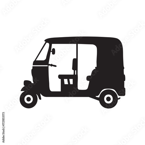 Silhouette of an Auto Rickshaw A Three Wheeled Motor Vehicle Used for Public Transportation in Some Countries