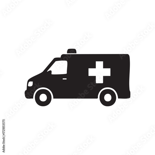 Ambulance Emergency Medical Vehicle Silhouette for Urgent Medical Transport, Quick Response, and Healthcare Services in Times of Crisis
