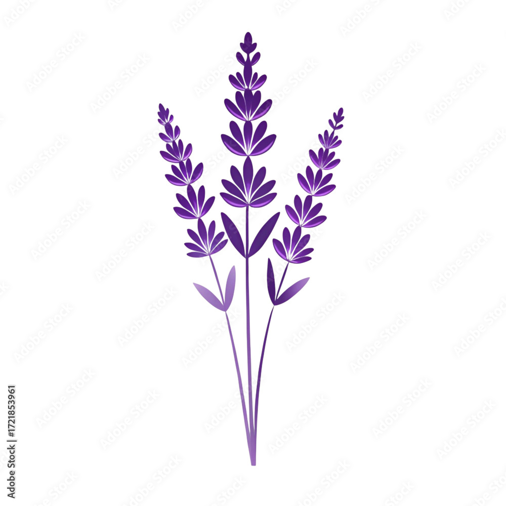 Naklejka premium Stylized illustration of lavender sprigs against a solid black background