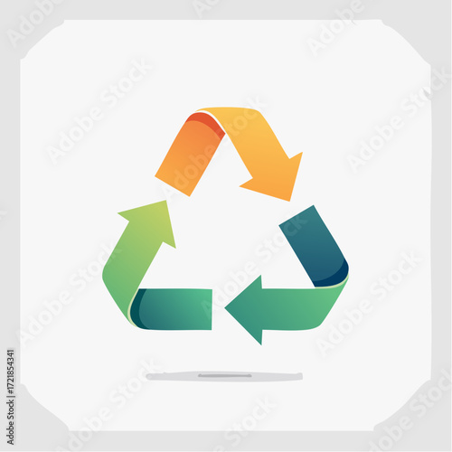 Graphic representation of the recycling symbol, conveying concepts of reuse and conservation of resources