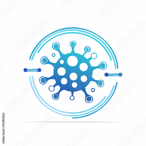 Graphical representation of a virus, stylized as a logo, with scientific and medical applications