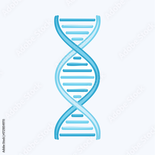 Illustration of a Blue DNA Double Helix Strand Against a White Background