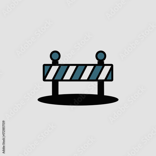 Construction Barrier Icon – Roadblock, Caution, Safety, Obstruction Symbol