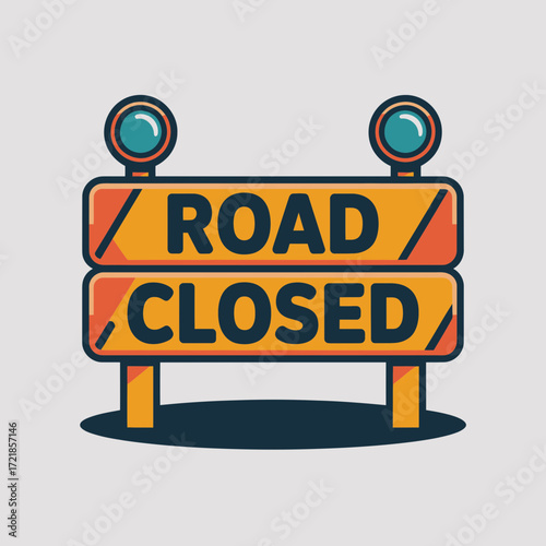 Construction Barrier Icon – Roadblock, Caution, Safety, Obstruction Symbol