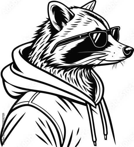 Trendy Raccoon Style and Attitude A Hands Drawing Illustration