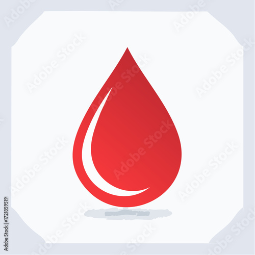 Isolated vivid red blood droplet icon set against a pristine white background for diverse medical and health applications
