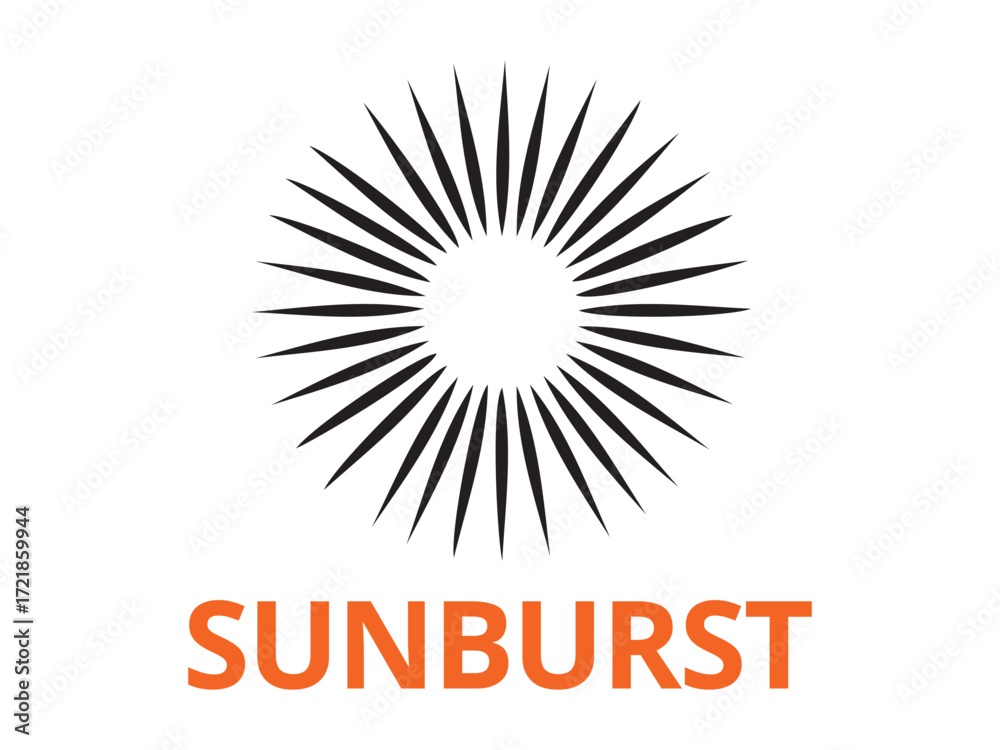 Fototapeta premium Illustration of a sunburst with the word sunburst isolated on white background