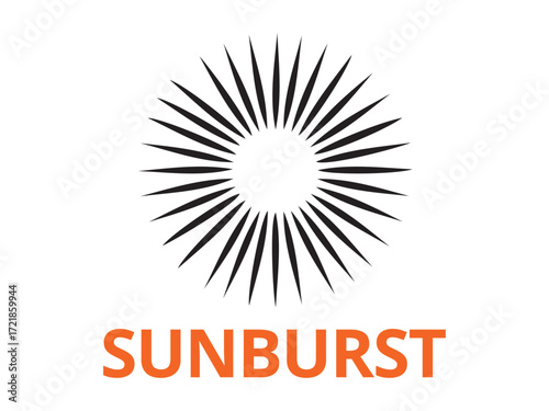 Illustration of a sunburst with the word sunburst isolated on white background