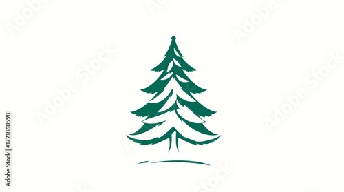 A simple illustration of a green evergreen tree on a white background.