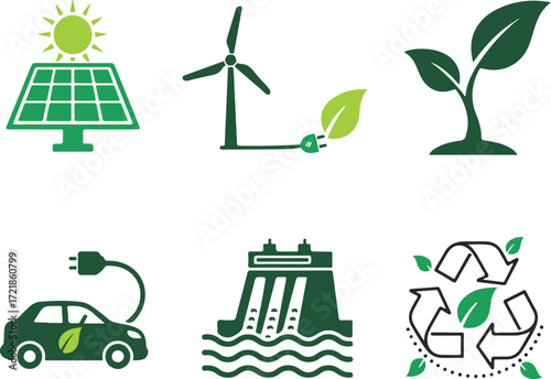 Green Energy and Sustainable Technology Icons